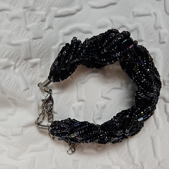 VINTAGE BLACK GOLD SEEDED BRACLET - Picture 6 of 6